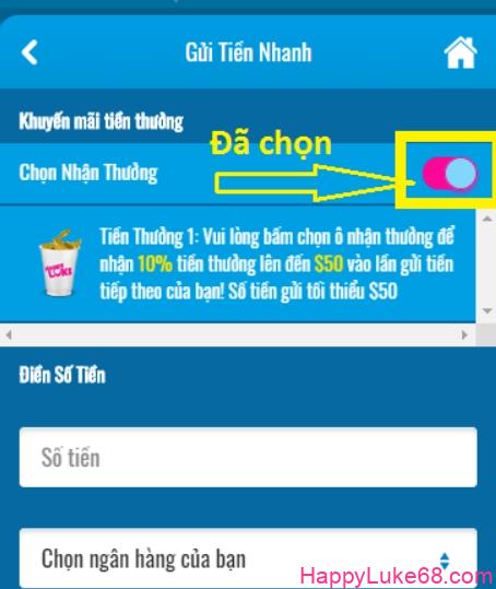 Chuyển tiền HappyLuke