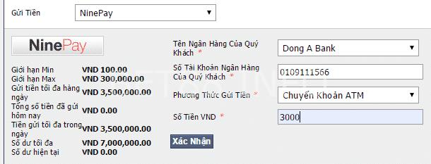 Điền các thông tin cần thiết