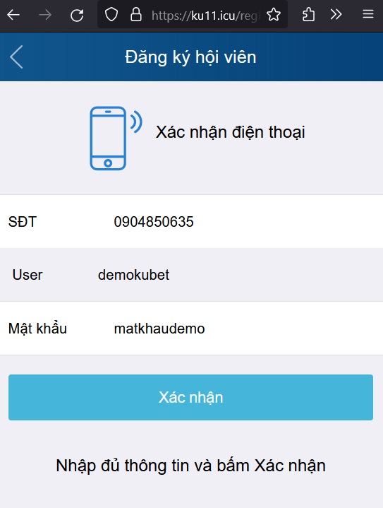 tạo tài khoản demo kubet