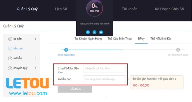 nạp tiền bằng bpay