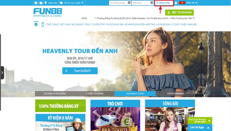 Cách vào Fun88 