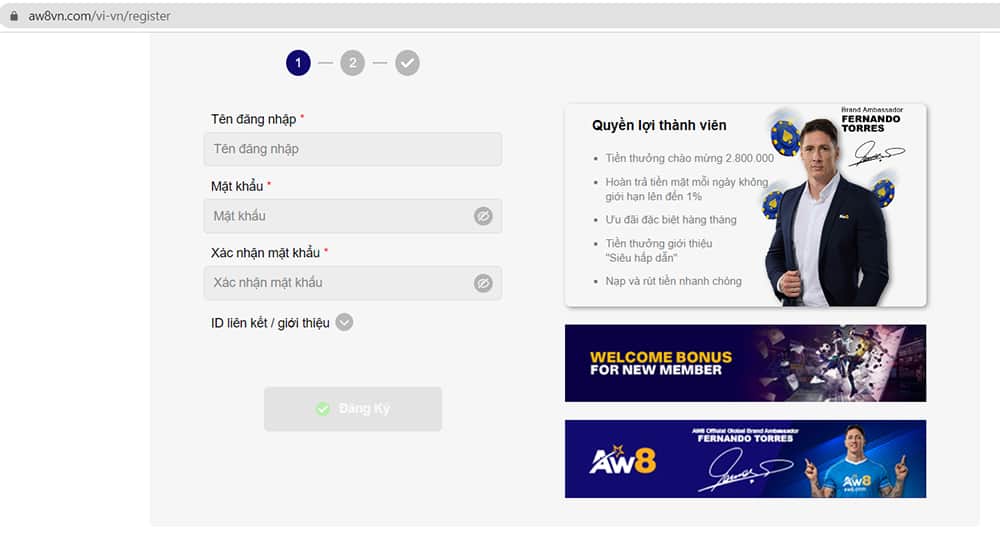 Hướng dẫn đăng ký Aw8 