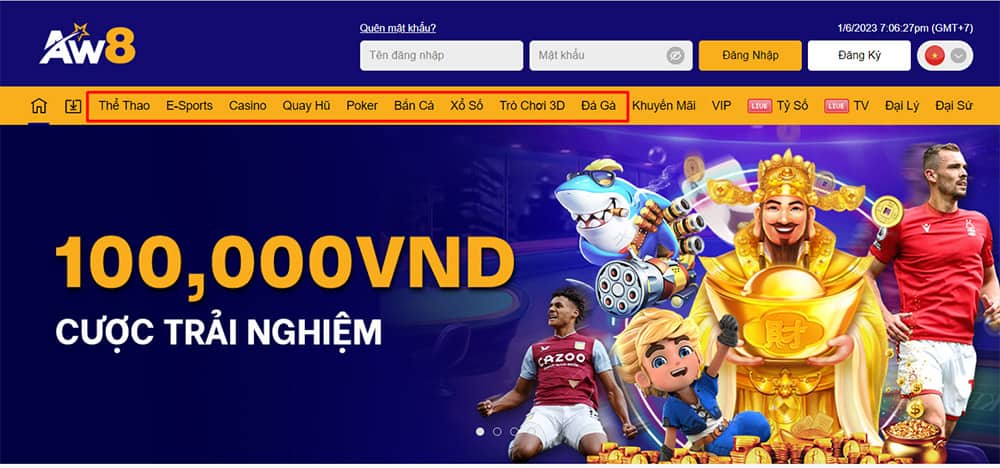 Sản phẩm nổi bật tại Nhà cái Aw8