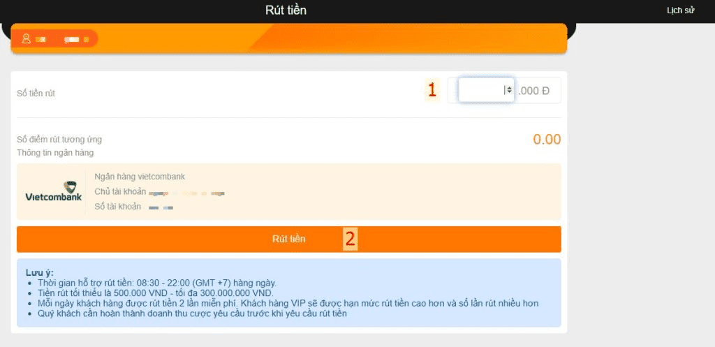 Rút tiền SV388 cực nhanh