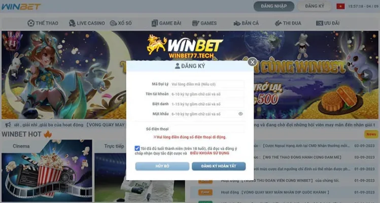 đăng ký account win888