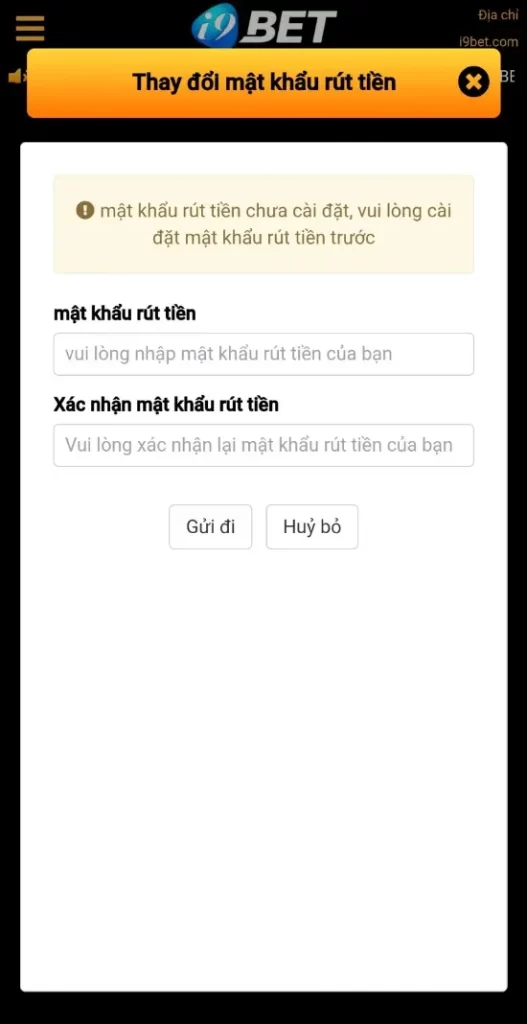 Nhập mật khẩu rút tiền