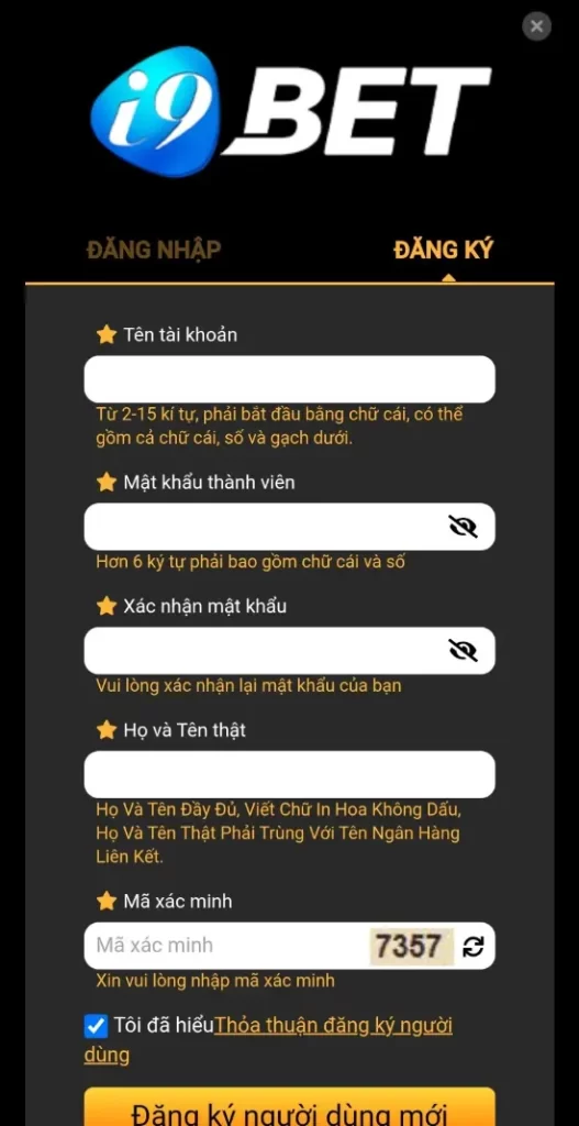 Hoàn thiện thông báo đăng ký I9bet81