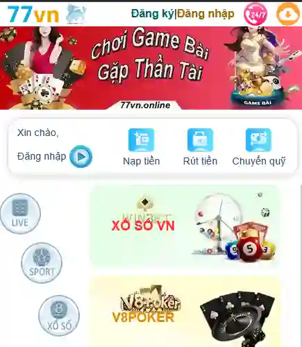 Giao diện 77vn website